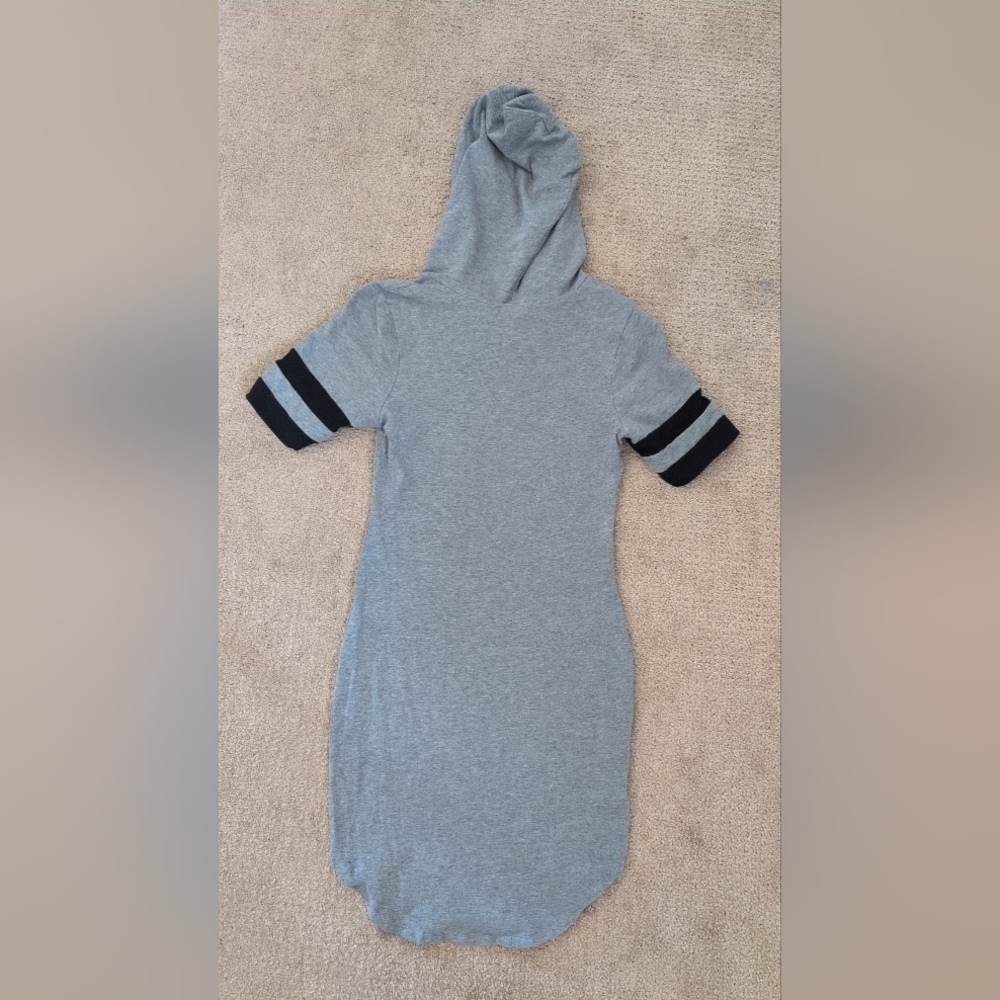 Bozzolo Hooded Short Sleeve Fitted T Shirt Drawstring Dress - Picture 6 of 8